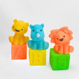 حيوانات سيليكون مع مكعبات | Silicone Animal & Sensory Blocks Set