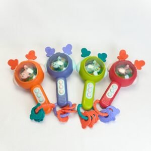 شخليلة بإضاءة وأصوات وعضاضة سيليكون | Light & Sound Teether Rattle