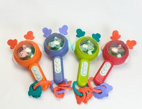 شخليلة بإضاءة وأصوات وعضاضة سيليكون | Light & Sound Teether Rattle