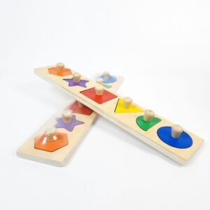 مسطرة تطابق الاشكال الخشبية | Montessori Shape Matching Board