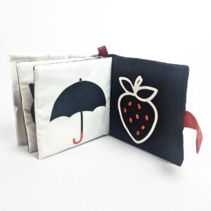 كتاب قماشي تعليمي– ابيض واسود واحمر | Baby Soft Cloth Book – Black, White & Red