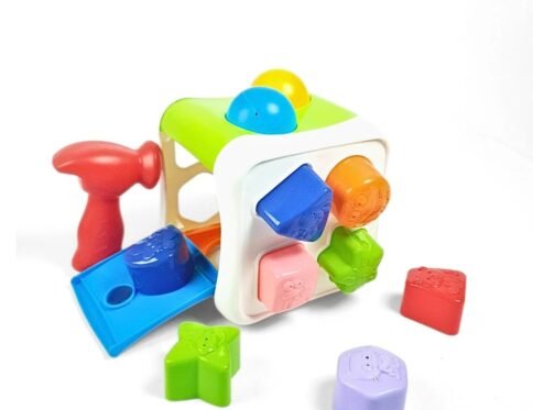 مكعب الأشكال مع مطرقة | Shape Sorting & Hammering Cube Toy