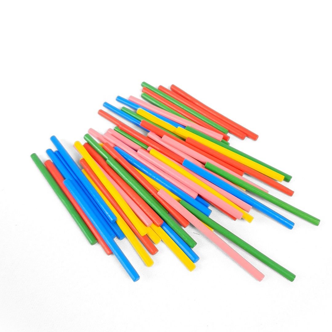 اعواد العد الخشبية الملونة – 8 سم | Wooden Counting Sticks