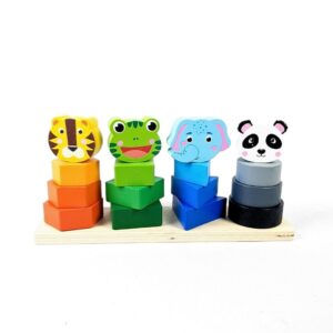 اعمدة ترتيب اشكال وحيوانات خشبية | Shape & Animal Stacking Toy