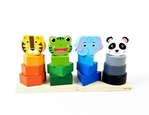 اعمدة ترتيب اشكال وحيوانات خشبية | Shape & Animal Stacking Toy
