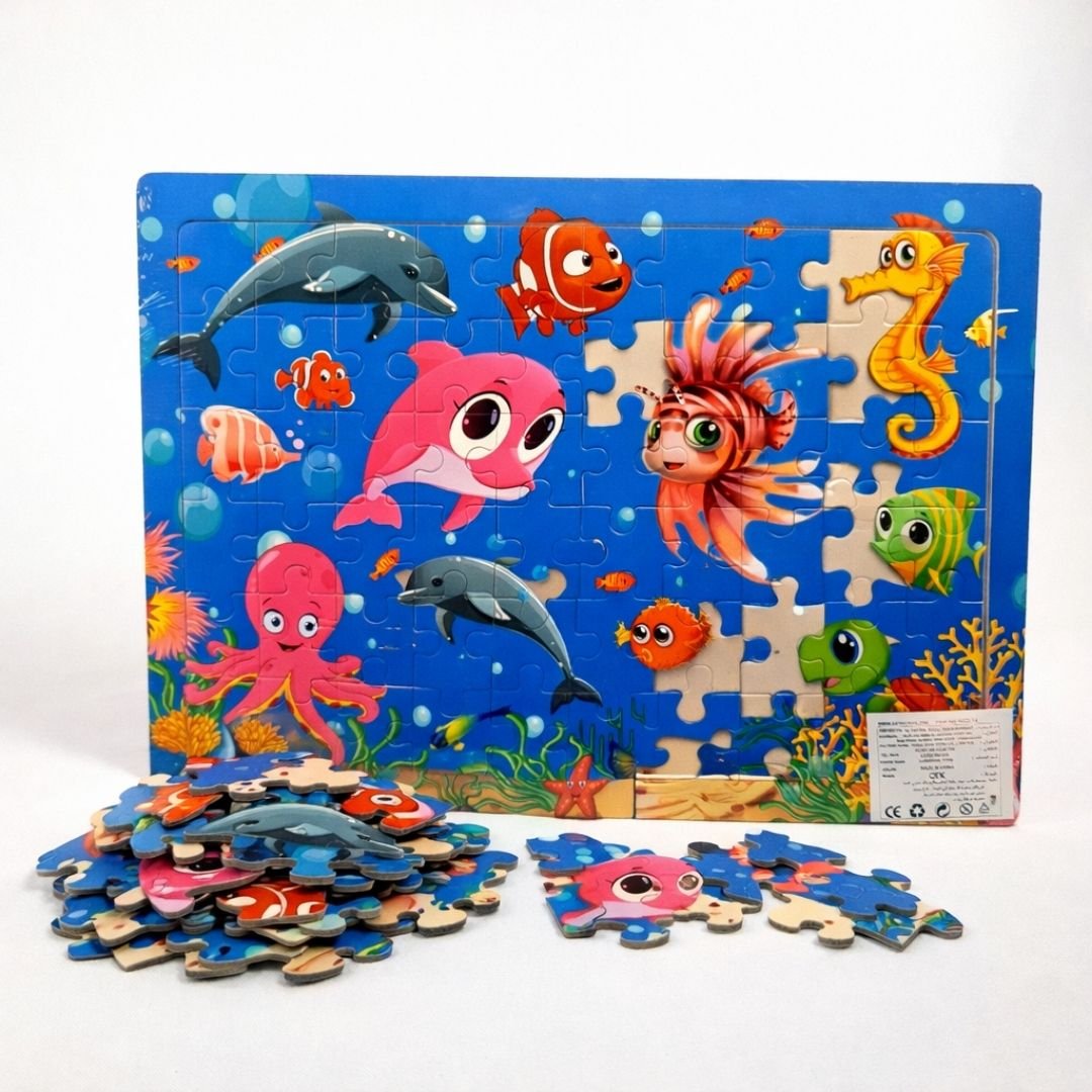 بازل خشب مصور للاطفال – 60 قطعة | Wooden Jigsaw Puzzle for Kids – 60 Pieces