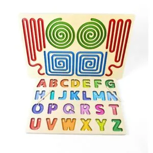 لوحة تتبع الحروف الانجليزية ومسارات الكتابة الخشبية | Wooden Alphabet Tracing Boards Set