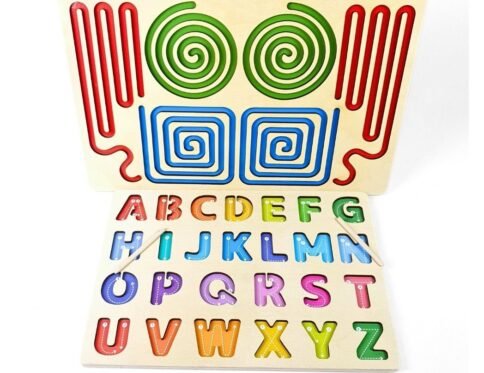 لوحة تتبع الحروف الانجليزية ومسارات الكتابة الخشبية | Wooden Alphabet Tracing Boards Set